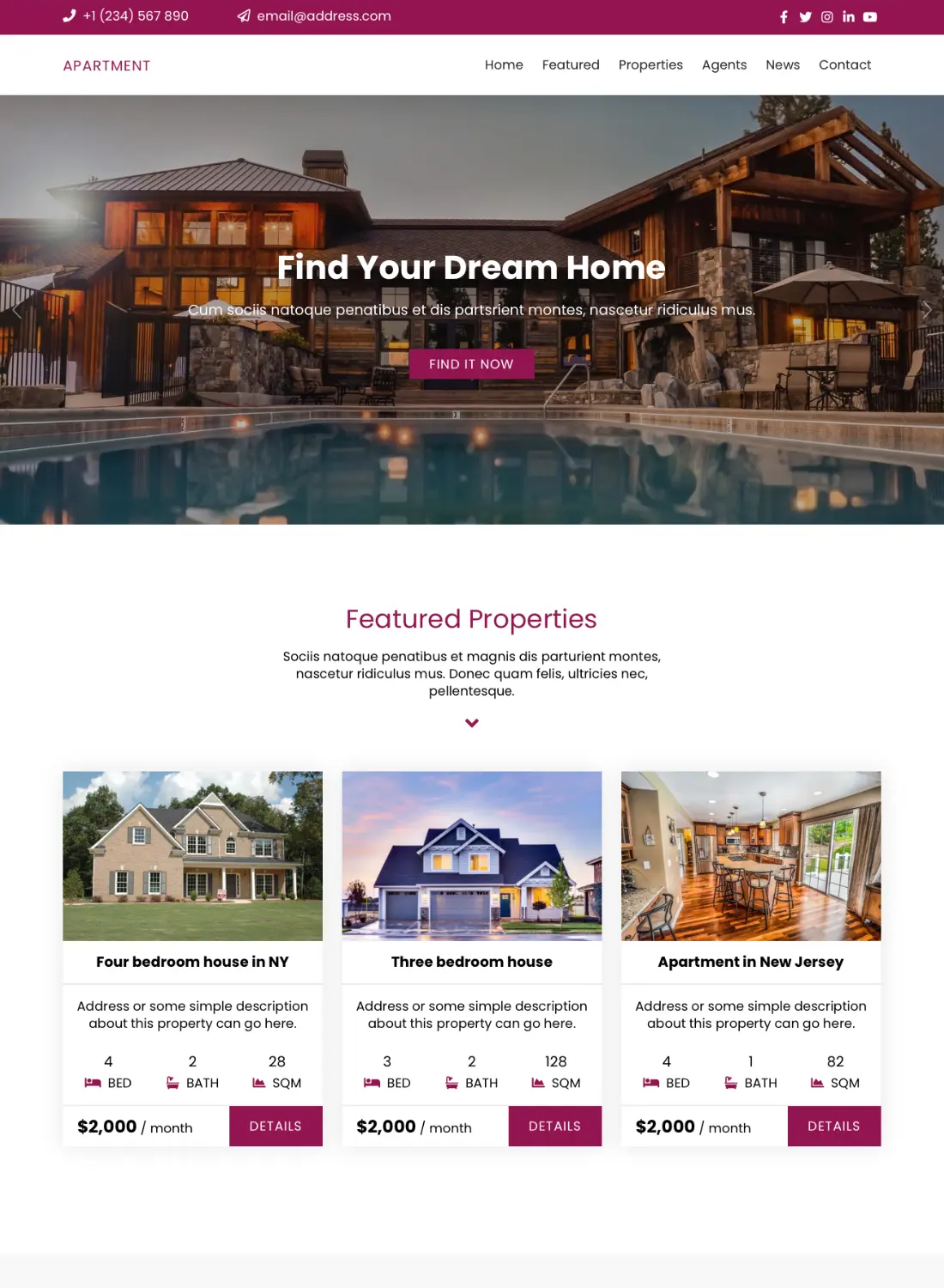 apartment real estate agency premium free template for blocs 5 website builder