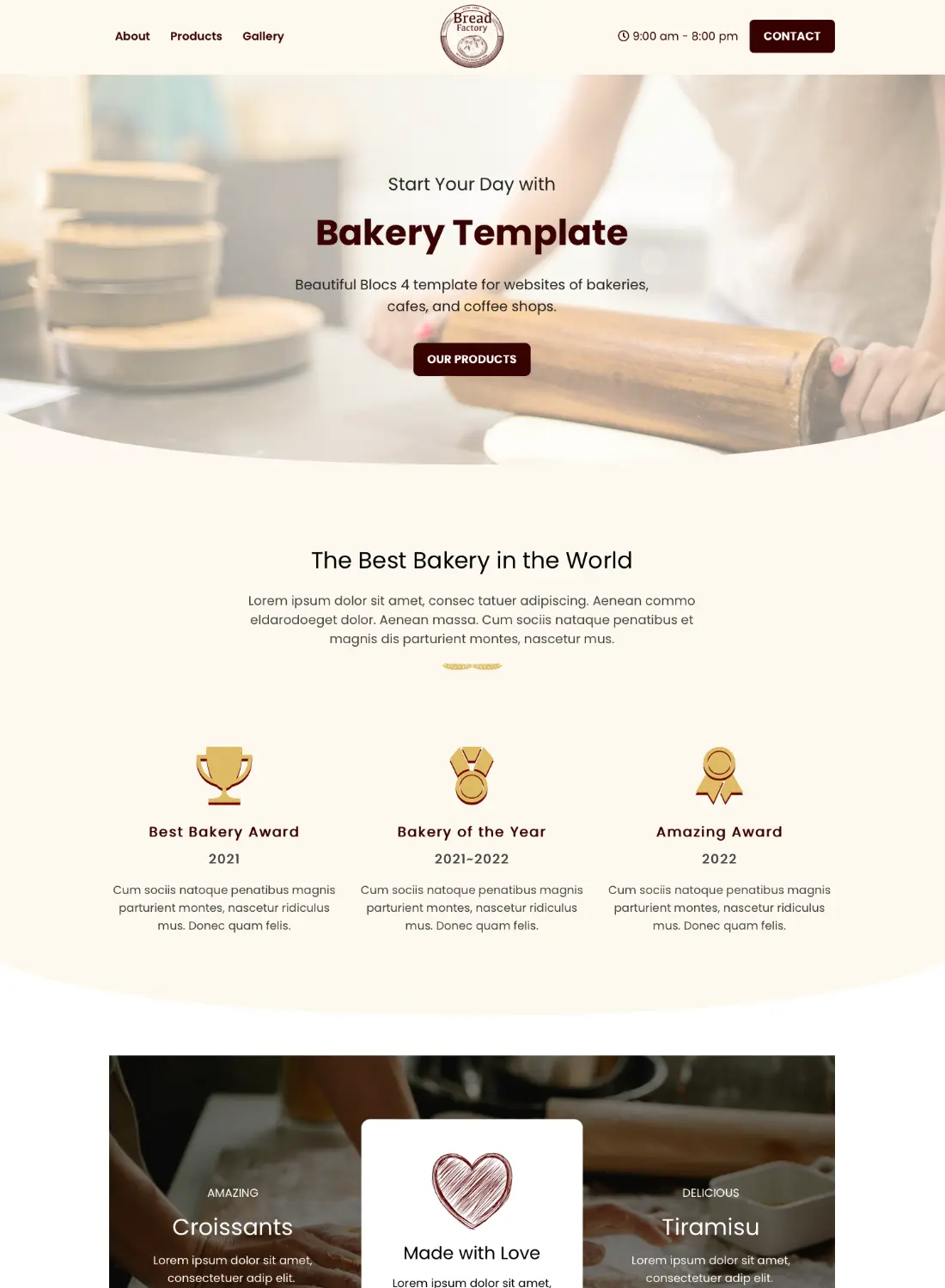 bakery premium free template for blocs 5 website builder