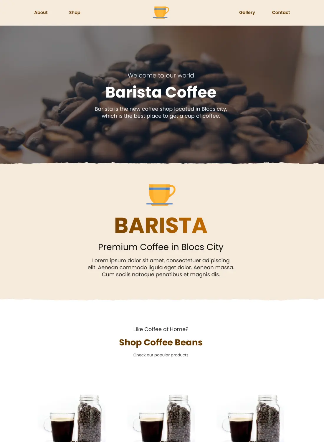 barista coffee shop premium free template for blocs 5 website builder