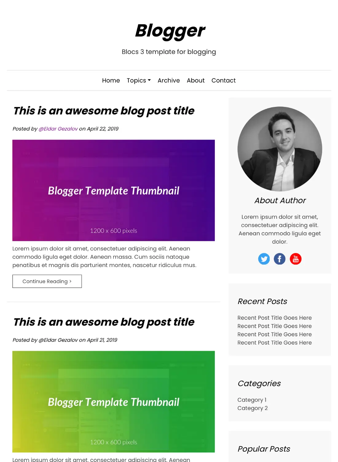blogger blogging premium free template for blocs 5 website builder