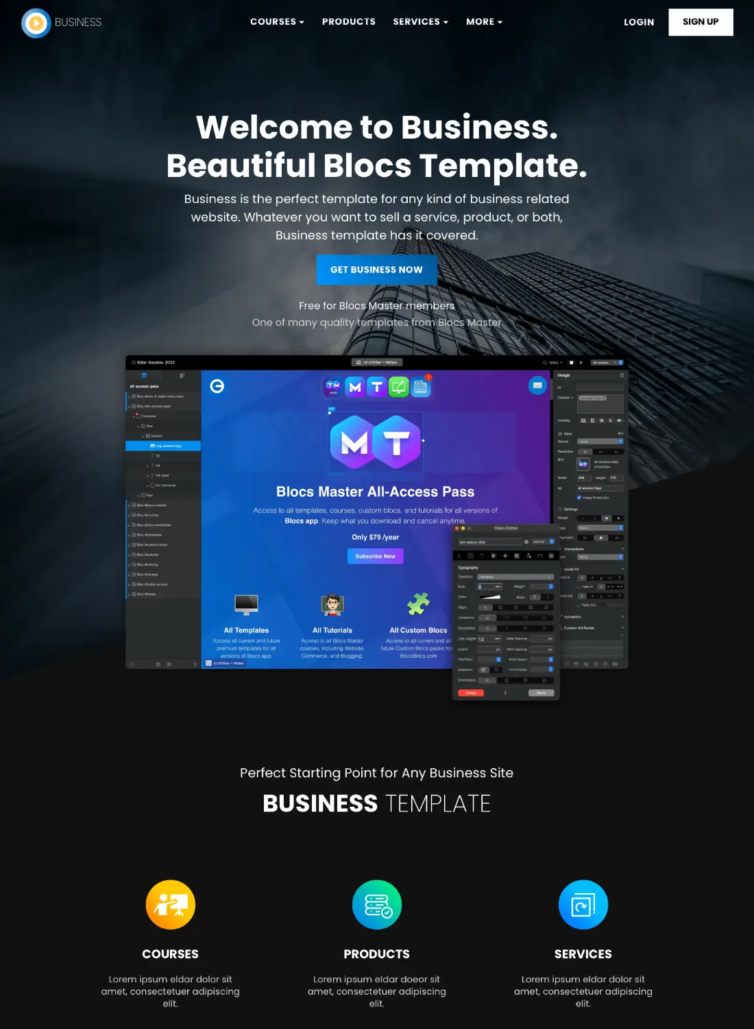 business corporate premium free template for blocs 5 website builder