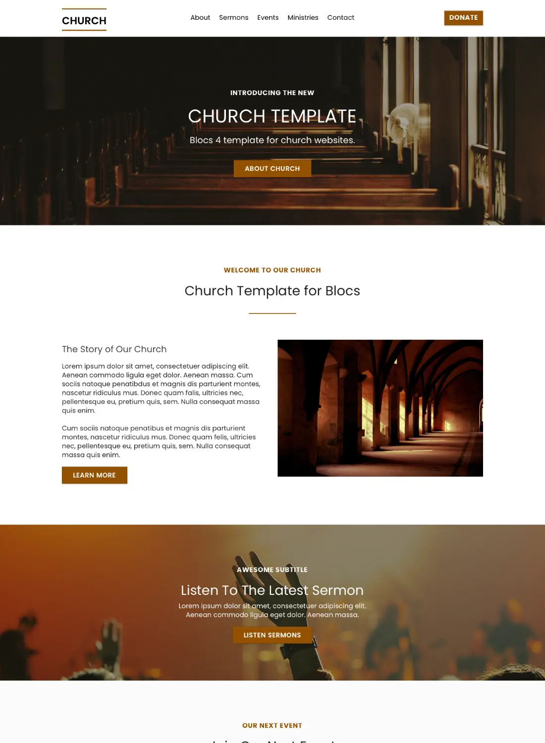 church religion premium free template for blocs 5 website builder