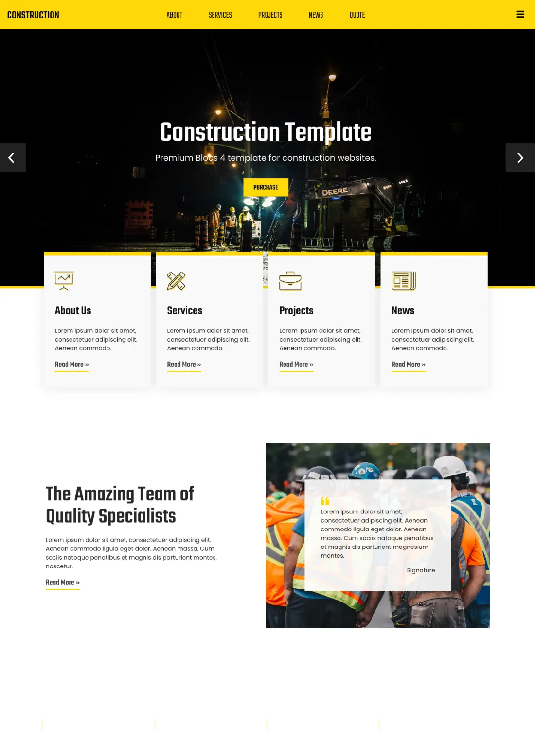 construction company premium free template for blocs 5 website builder