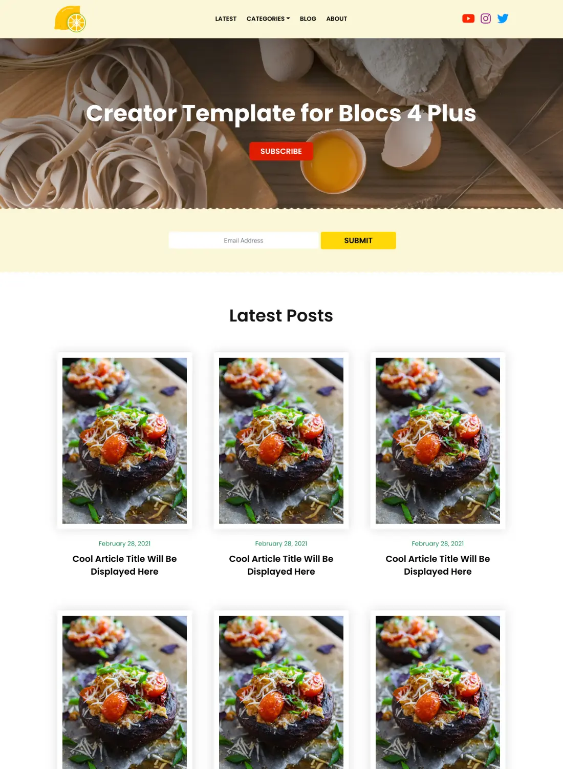 creator youtube blogger premium free template for blocs 5 website builder