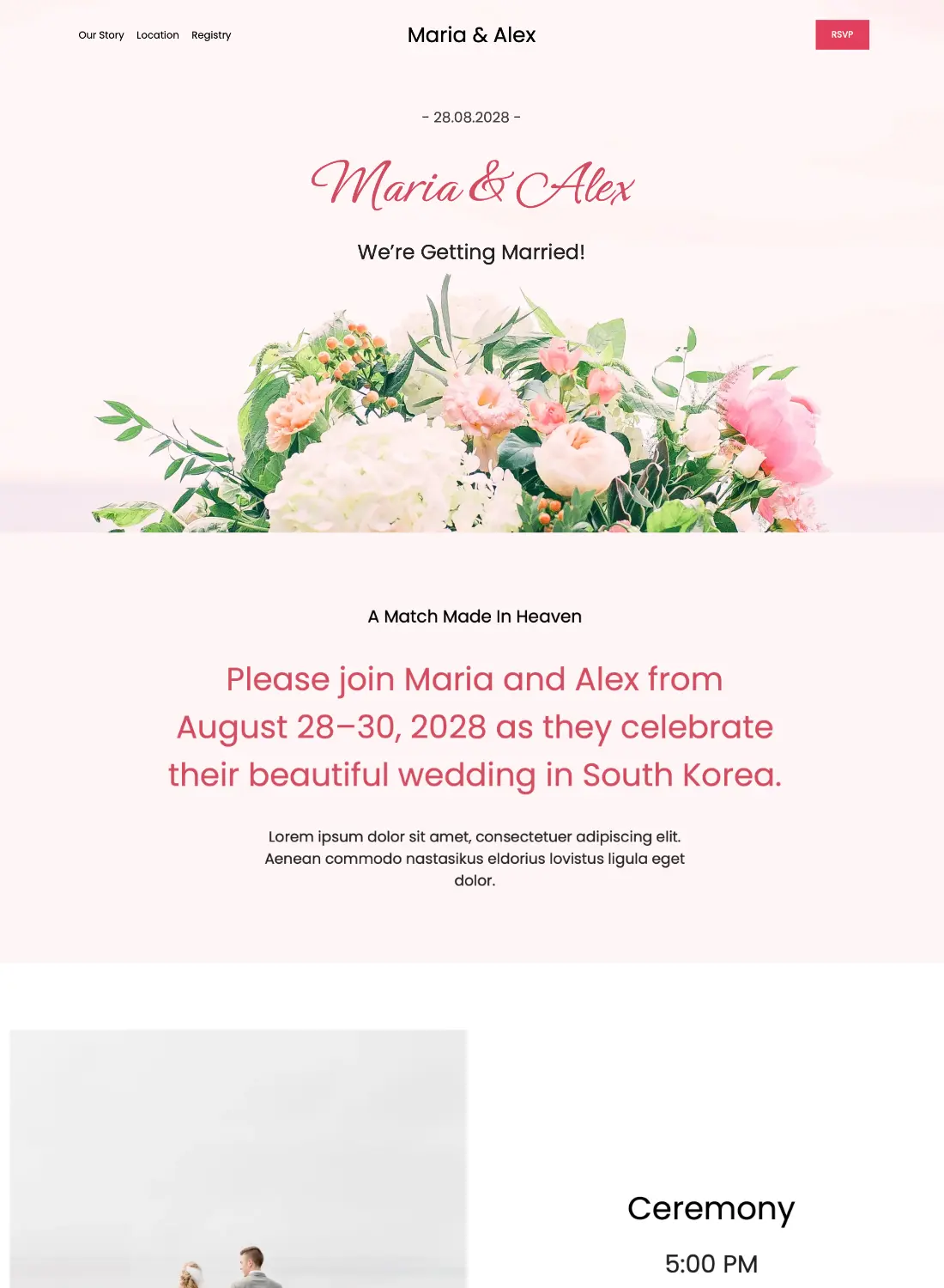 engagement wedding event premium free template for blocs 5 website builder