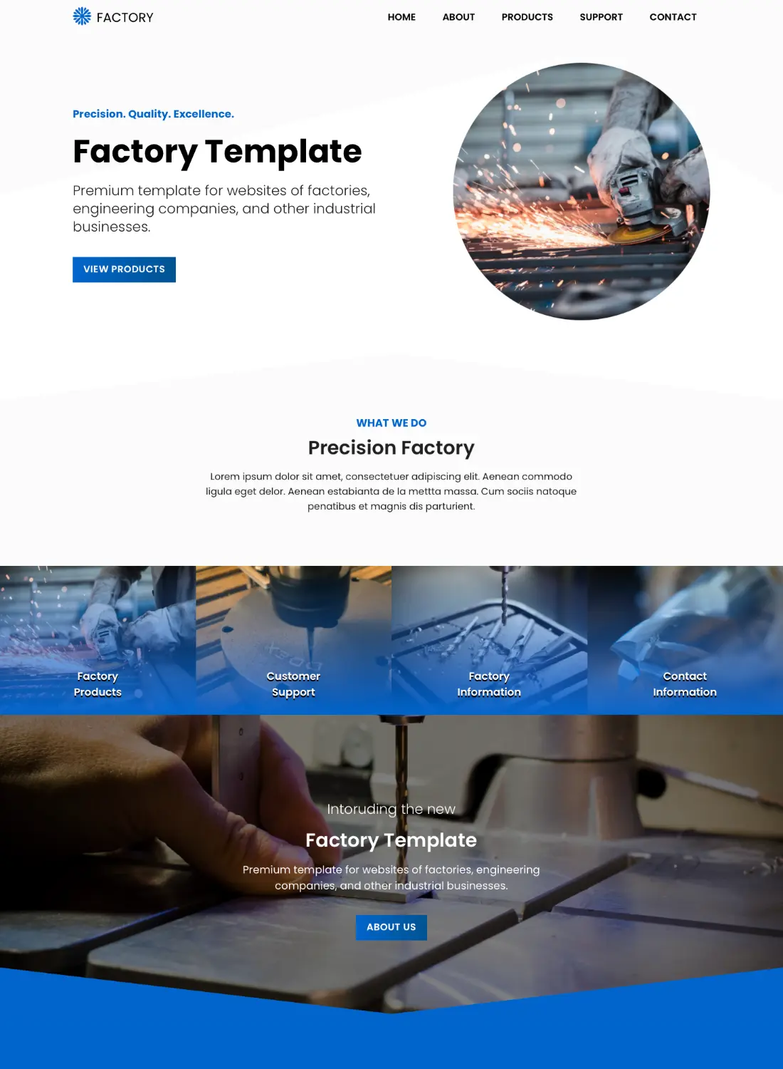 factory industrial premium free template for blocs 5 website builder