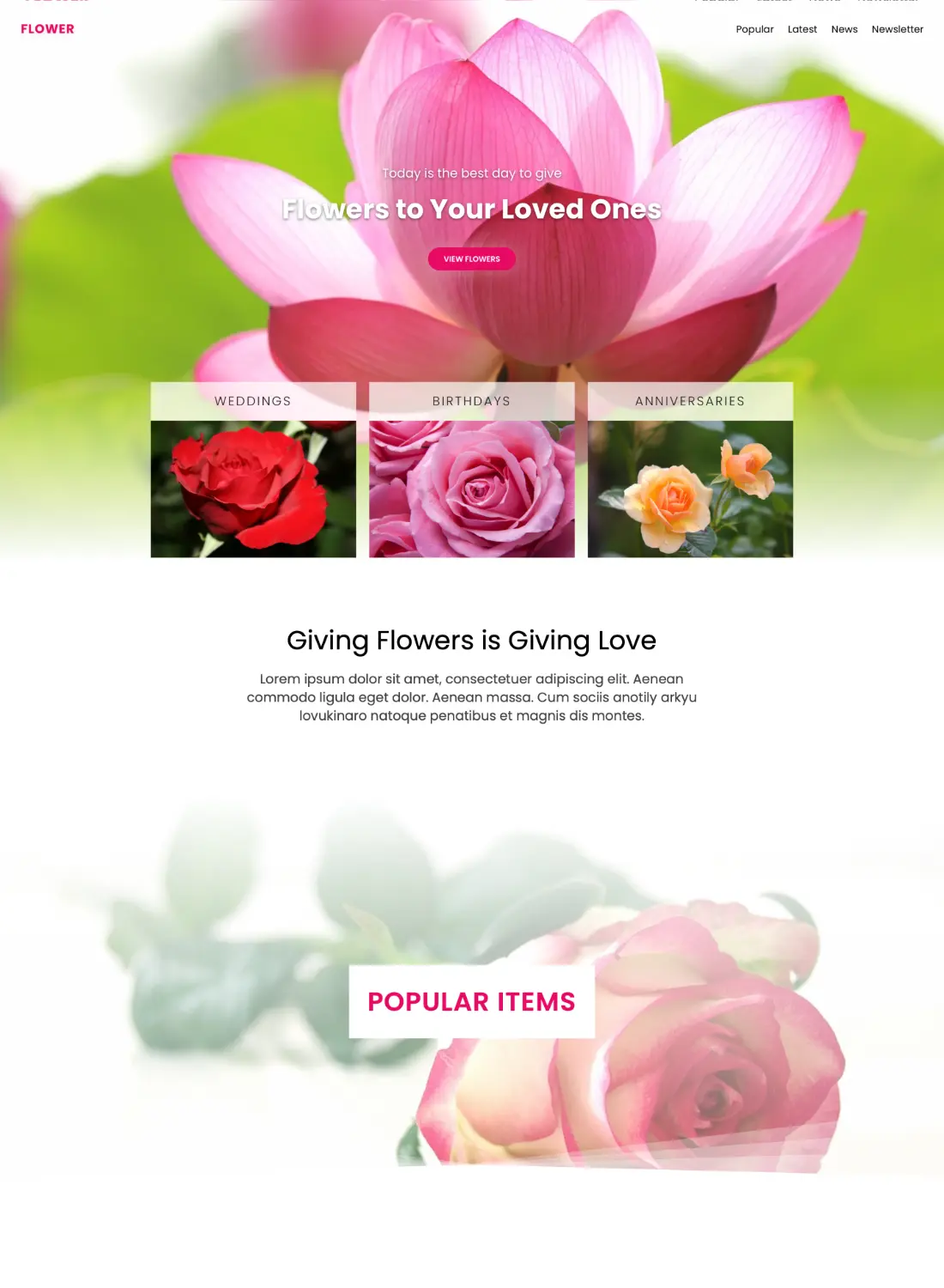 flower florist premium free template for blocs 5 website builder