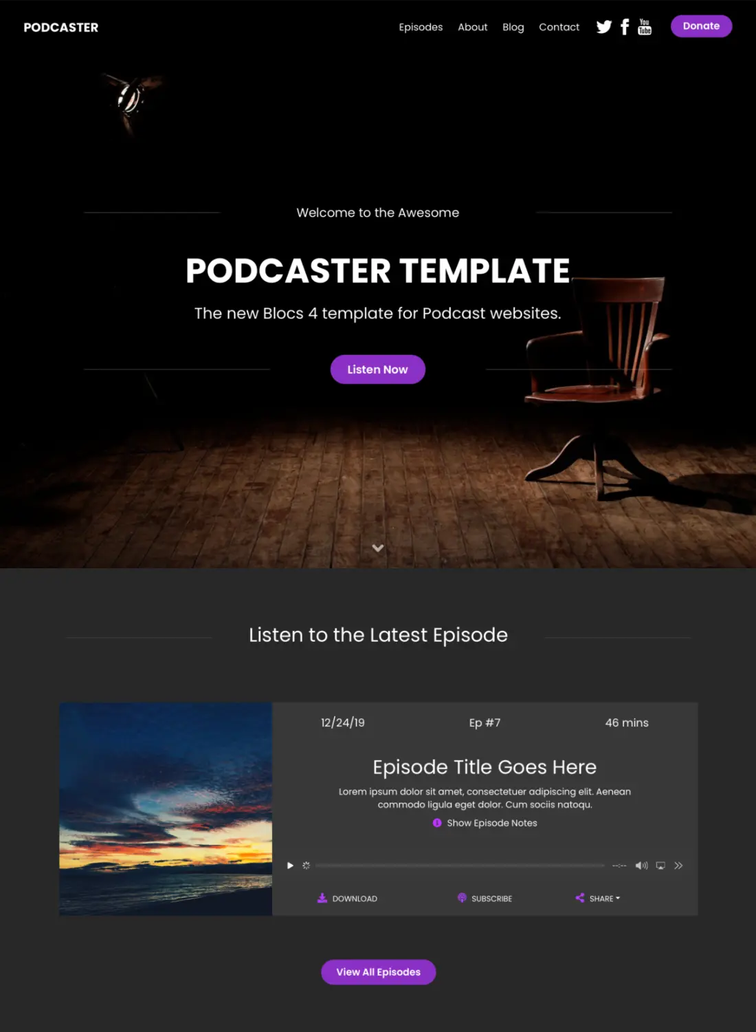 youtuber podcaster premium free template for blocs 5 website builder