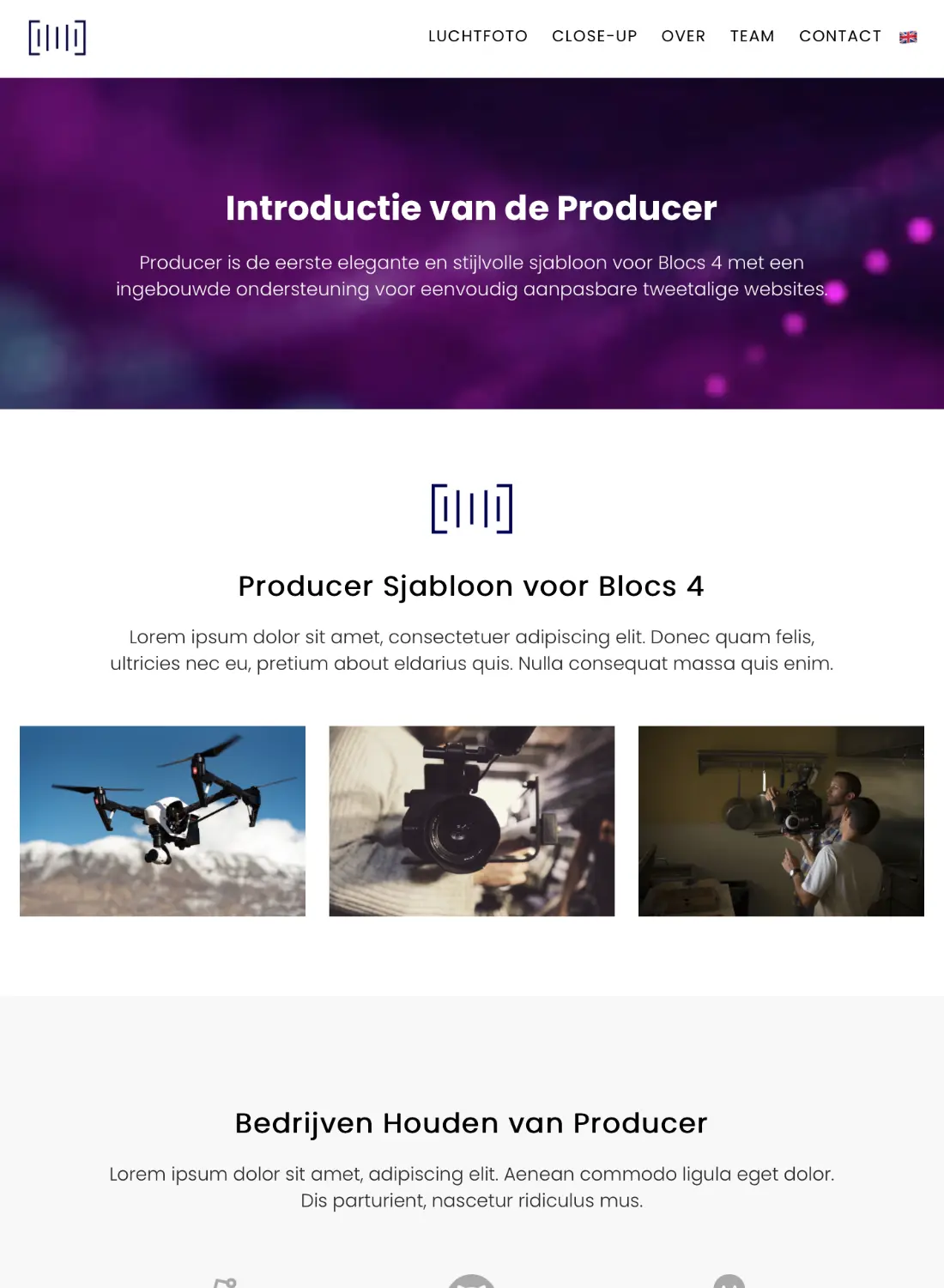video producing agency premium free template for blocs 5 website builder